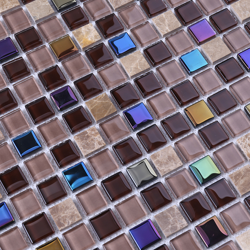 Backsplash de cerámica mezclado del baño del mosaico de cristal decorativo iridiscente de la teja de la pared para la venta