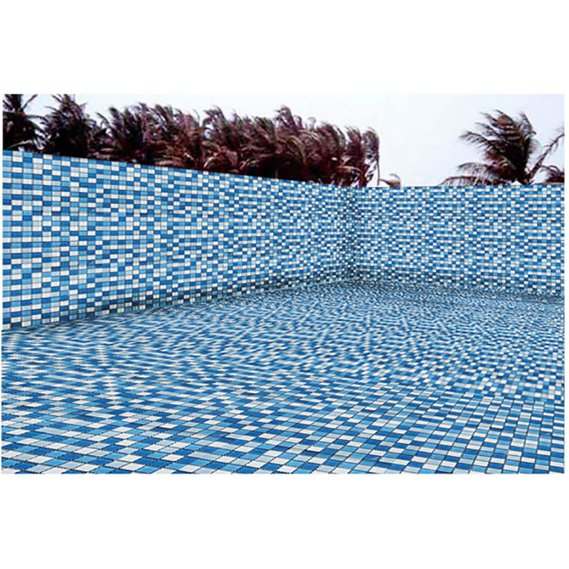 Precio competitivo cristalino Mosaico de cristal barato piscina azulejo azul