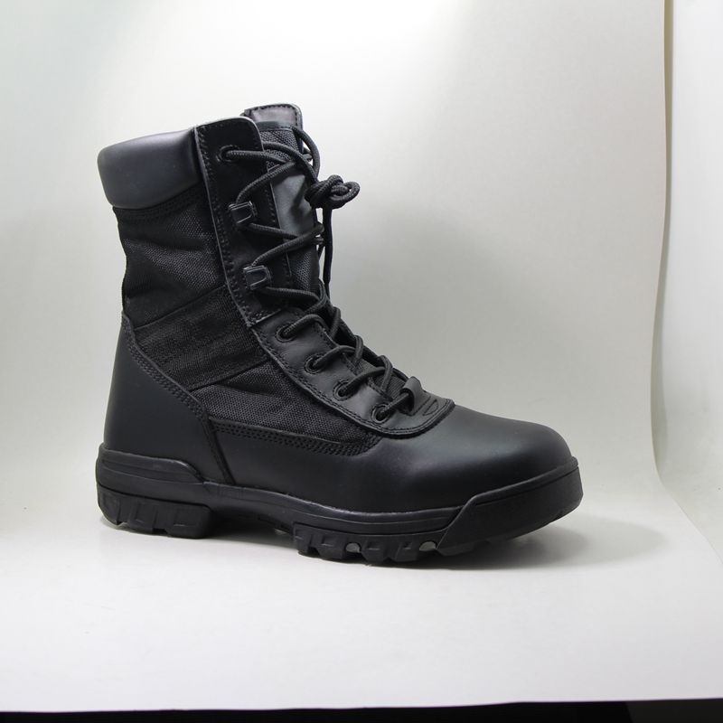 Botas de combate negras para hombre con cuero recubierto de PU