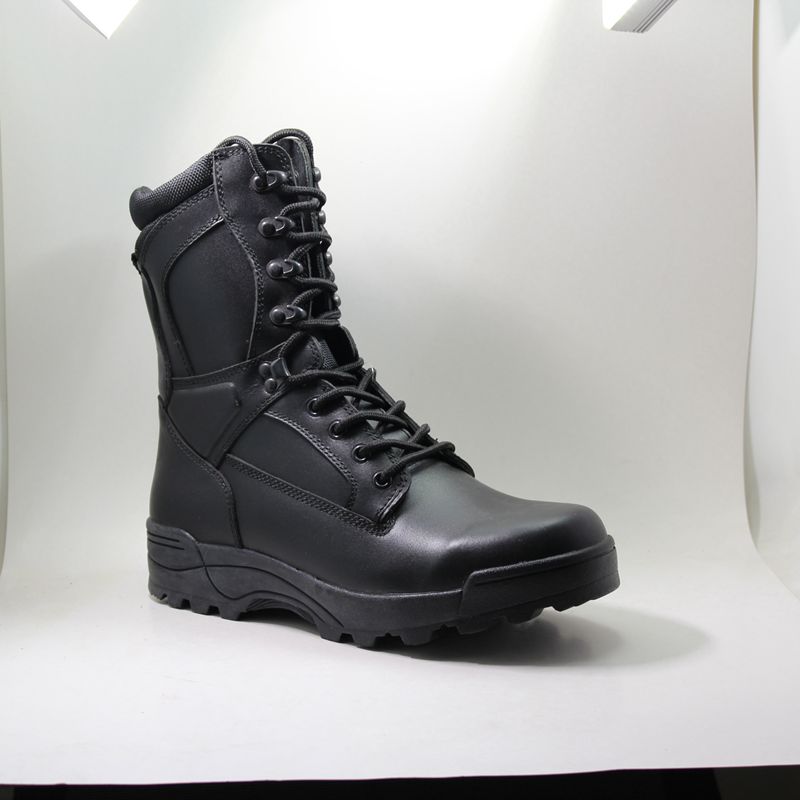 Botas militares de cuero genuino de combate de hombres con cremallera