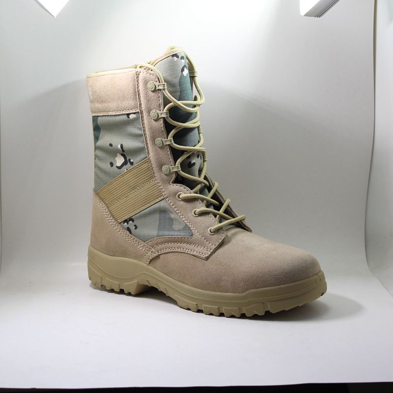 Botas de combate del desierto del ejército de los hombres de cuero de gamuza