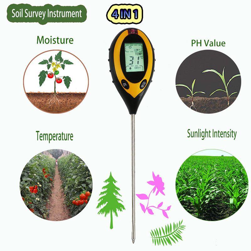 Probador de humedad de pH para suelos de herramientas de jardín para interiores al aire libre Longitud de 198 mm Sonda larga