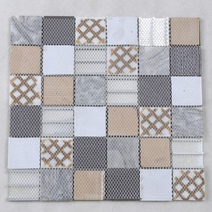 Teja de mosaico de cristal de mármol mezclada del metal de aluminio del último diseño para las paredes de Backsplash de la cocina