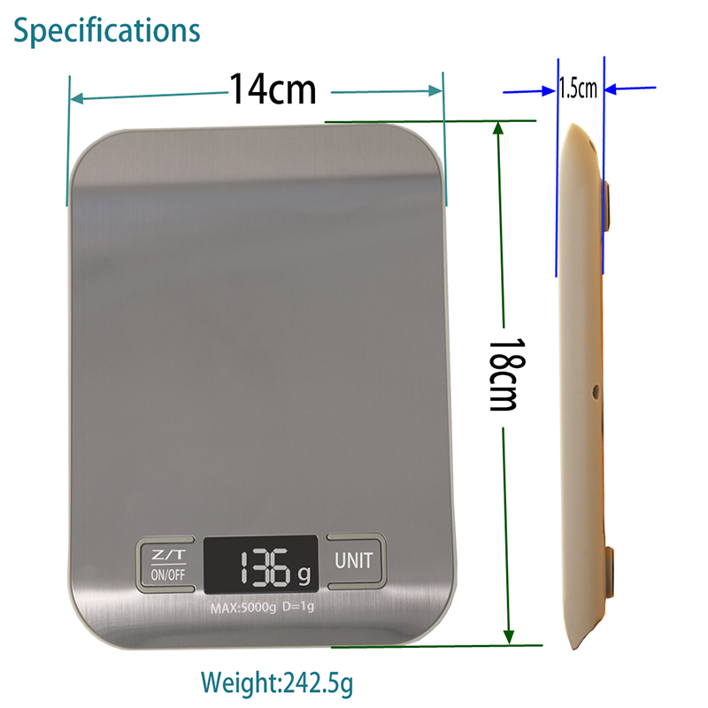 Balanza de cocina electrónica digital LED Alimentación dieta equilibrio postal peso peso