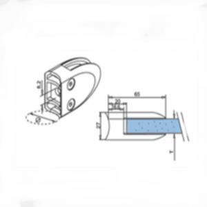 Acero inoxidable Longitud D Abrazadera de vidrio