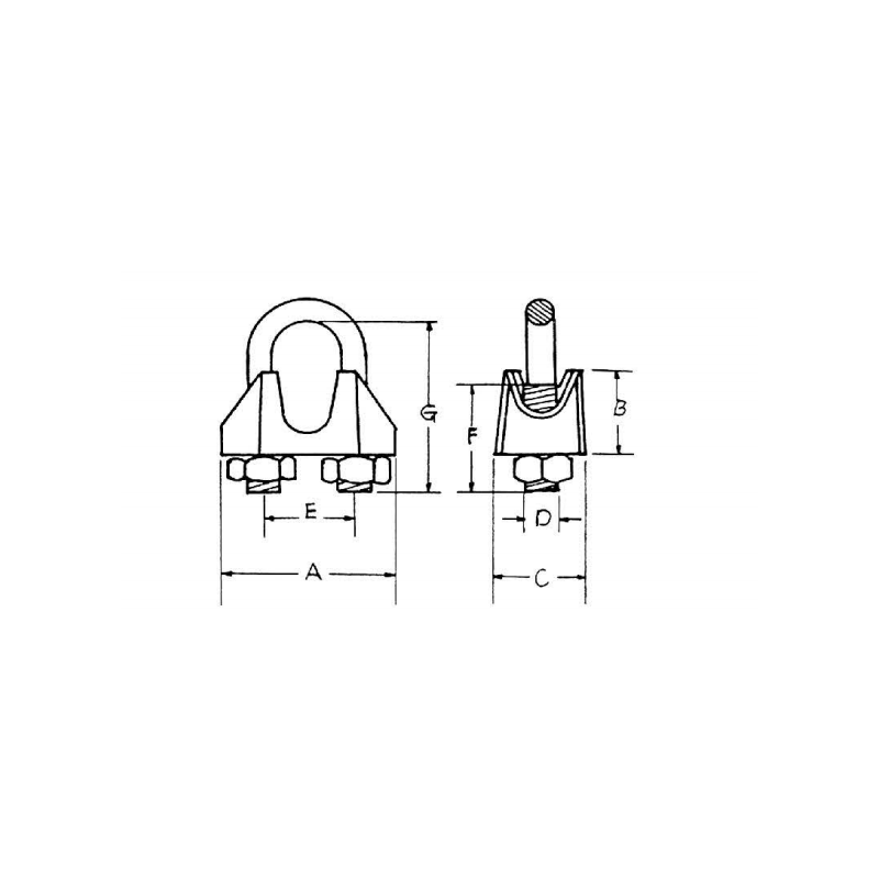 Clip de cable de alambre maleable galvanizado DIN 741