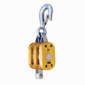 Bloque de madera regular doble con gancho