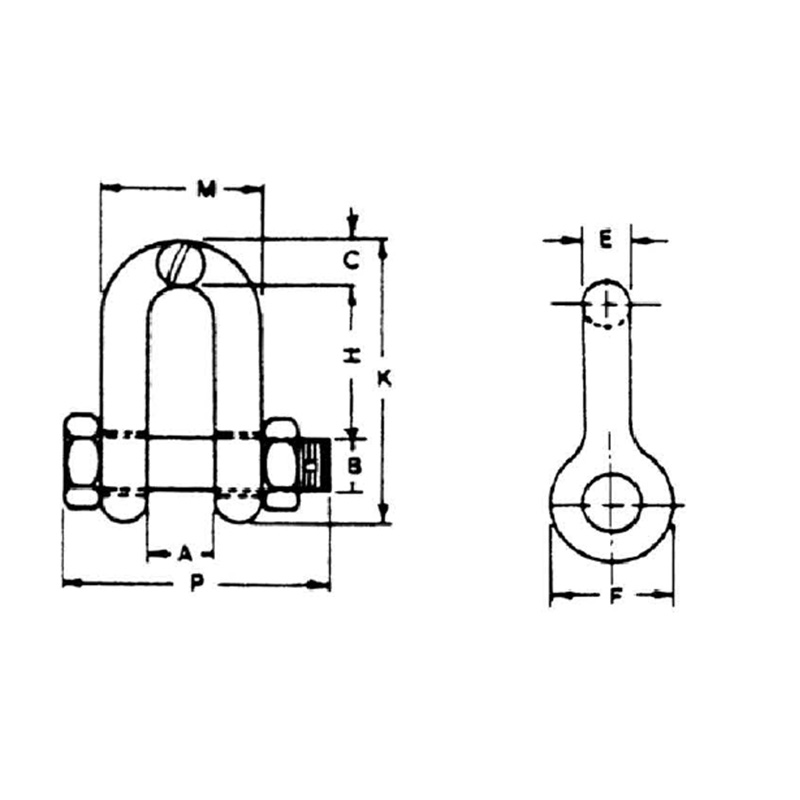 Tipo de perno de seguridad galvanizado cadena grillete