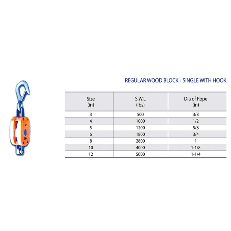 Bloque de madera regular individual con gancho