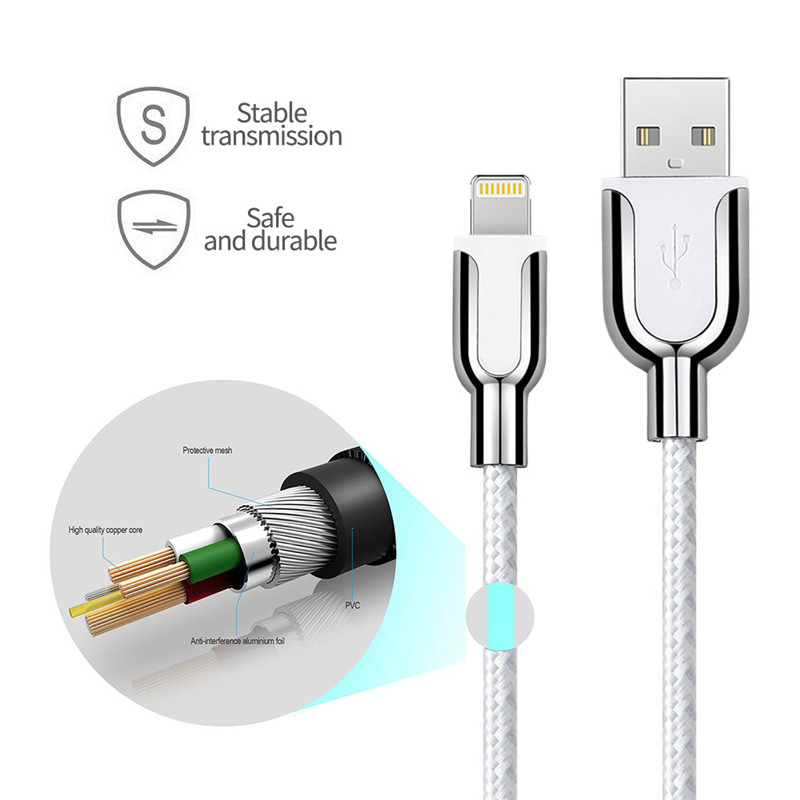 KPS-8445CB cable de nylon de aleación de zinc / hilo de algodón USB