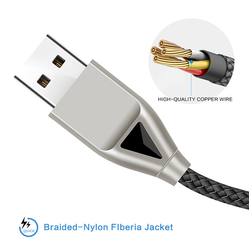 Cable de nylon USB KPS-8449CB -diamond tipo-c / iluminación / micro