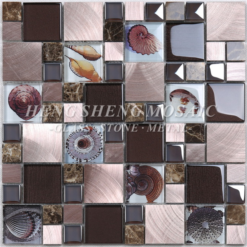 HYC12 Venta al por mayor Antique Ice Crackle Ceramic Mixed Glass Metal Mosaic Subway Tile For Kitchen Backsplash