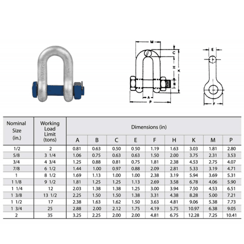 Tipo de perno de seguridad galvanizado cadena grillete