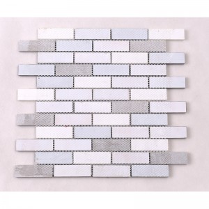 Diseño moderno Tira gris Mezcla de vidrio Mármol y piedra Mosaico Decoración Paredes Azulejo Splash Volver