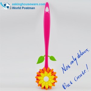 AKLBB001 Cepillo de limpieza suave en forma de flor de baño de mango largo