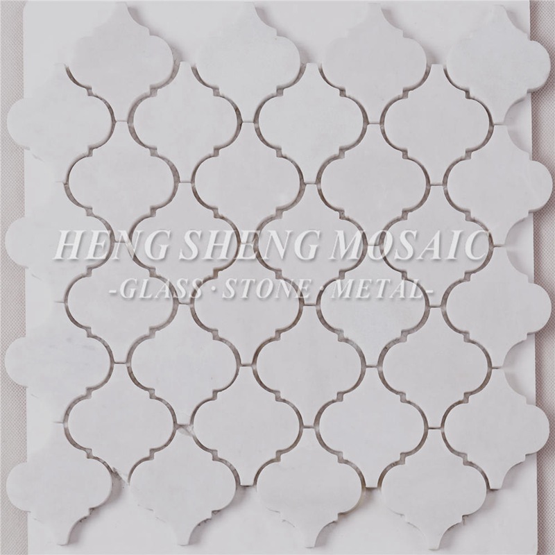 HSC43 Carrara White Natural Marble Stone Hexagonal Waterjet Lantern en forma de azulejos de mosaico para la cocina Backsplash baño piso pared