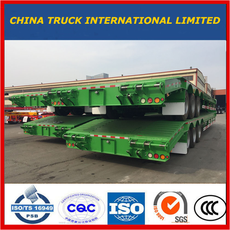 Verde 3 ejes Excavadora Transporte Gooseneck Lowboy Low Bed Lowbed Semi Trailer