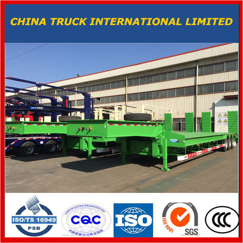 Verde 3 ejes Excavadora Transporte Gooseneck Lowboy Low Bed Lowbed Semi Trailer