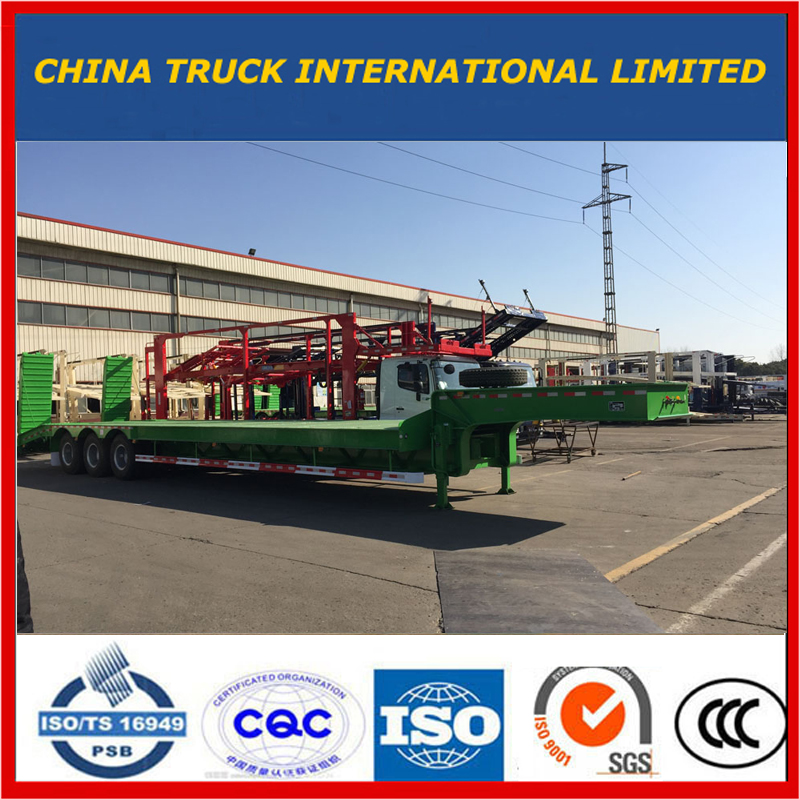 Verde 3 ejes Excavadora Transporte Gooseneck Lowboy Low Bed Lowbed Semi Trailer