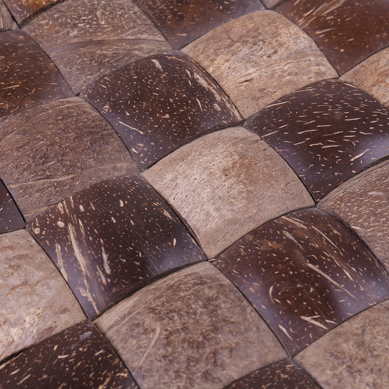 Teja decorativa pulida natural antigua de la pared del mosaico cuadrado de Shell del coco