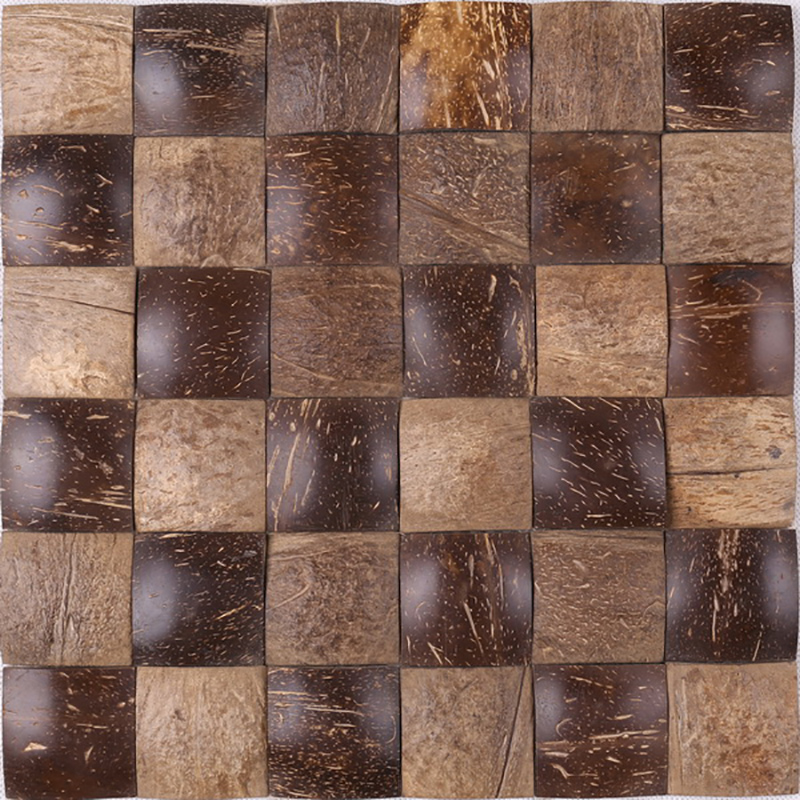 Teja decorativa pulida natural antigua de la pared del mosaico cuadrado de Shell del coco