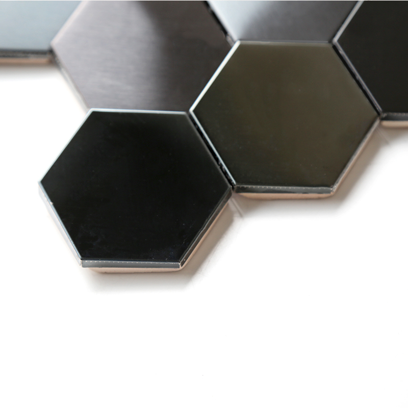 Teja de Backsplash del cuarto de baño de la cocina del mosaico del acero inoxidable del metal del hexágono del metal del hexágono 3D