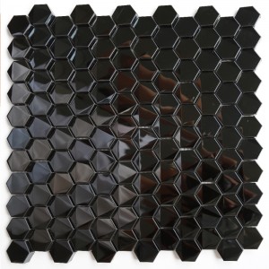 Azulejos de mosaico de acero inoxidable Blacsplash de cocina de baño negro hexagonal