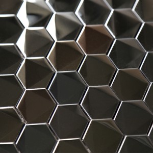 Azulejos de mosaico de acero inoxidable Blacsplash de cocina de baño negro hexagonal