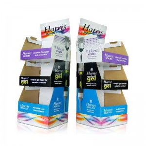 Soporte de exhibición de productos de cartón emergente YJ, estante de exhibición de piso de cartón corrugado, unidad de estante de soporte de exhibición de papel