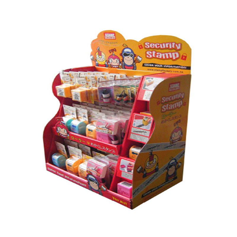 Soporte de exhibición de productos de cartón emergente YJ, estante de exhibición de piso de cartón corrugado, unidad de estante de soporte de exhibición de papel