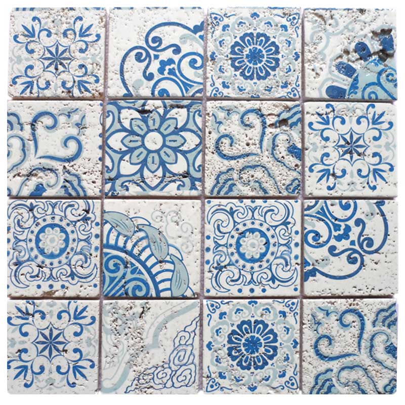 Mosaico de mármol estilo marroquí con chorros de agua para azulejos contra salpicaduras