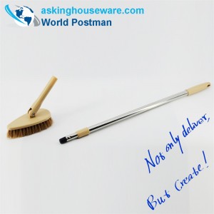 Akbrand Mango largo Cepillo para piso elástico Forma de triángulo Cabeza