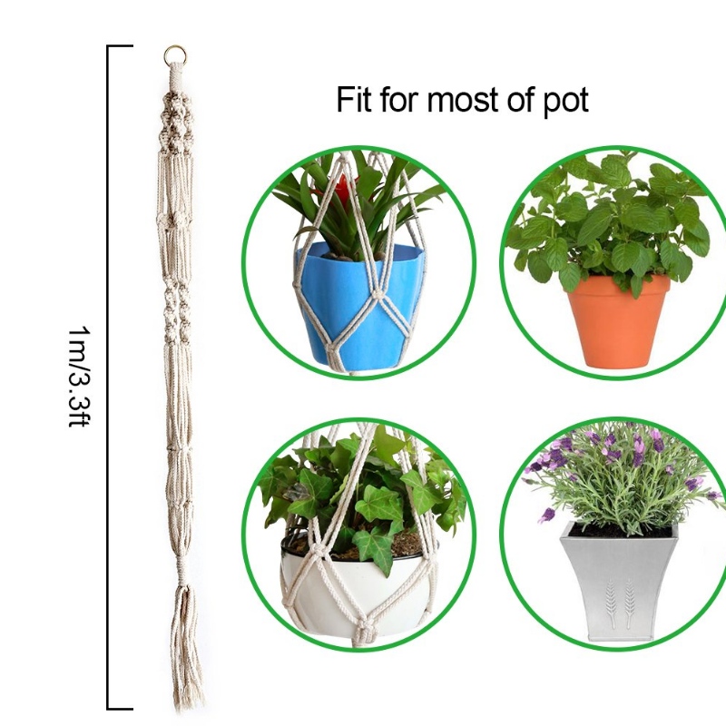 Colgador de plantas de algodón hecho a mano para macetas redondas y cuadradas de regalo (olla no incluida)