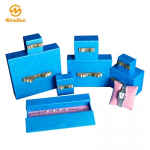 Bisagra al por mayor de lujo impresa logotipo de encargo del joyero, caja del anillo de bodas