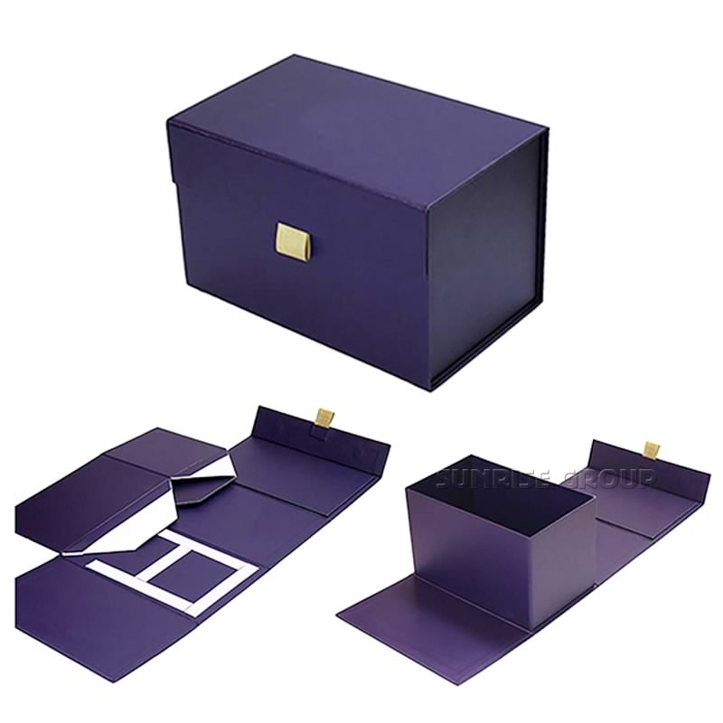 Caja magnética elegante de lujo del cierre del doblez de la impresión de papel