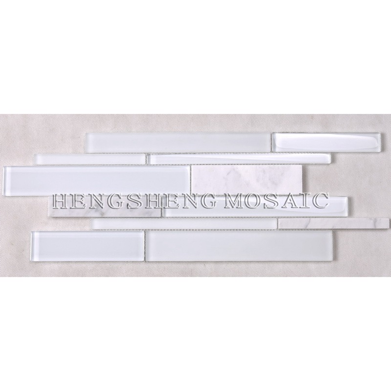 HSD131 Venta Caliente Último Diseño Blanco Mármol de Mármol de Carrara Mosaico de Vidrio Cocina Backsplash Azulejo de Metro