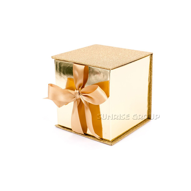 Caja de regalo de empaquetado de papel de gama alta del oro de Blingbling para la taza de cristal