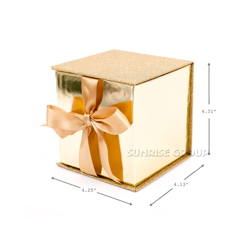 Caja de regalo de empaquetado de papel de gama alta del oro de Blingbling para la taza de cristal