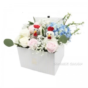 Caja de flores cuadrada de regalo de papel de textura de embalaje de impresión personalizada de lujo