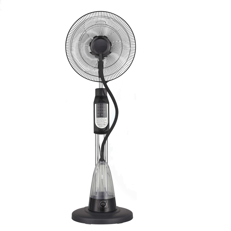 El último ventilador de pie frío de 16 pulgadas con función contrónica remota, 3 velocidades, ventilador de nebulización ajustable