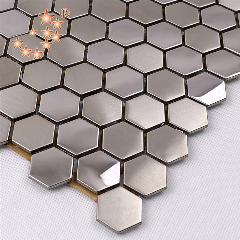 Azulejo trasero de alta calidad del chapoteo de la cocina del mosaico del metal del acero inoxidable del hexágono de alta calidad superior SA16