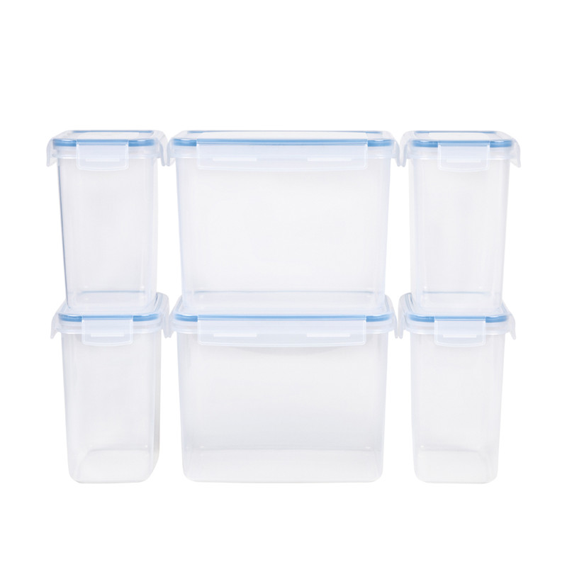 BPA Free 6 Pcs Set de cocina Contenedor de almacenamiento Contenedor de cereales seco Contenedor de alimentos hermético para el hogar