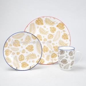 juego de mesa de porcelana coupé de 16 piezas con calcomanía estampada