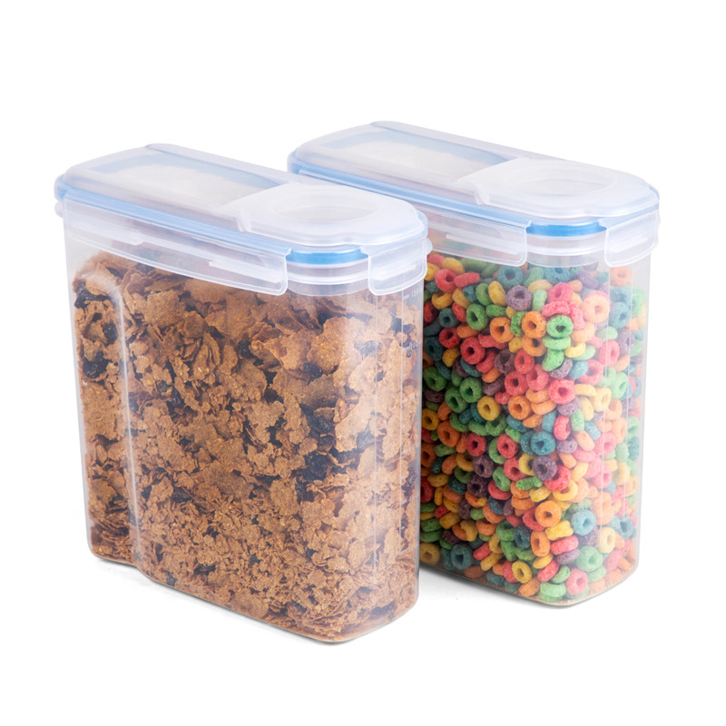 100% Sellado a prueba de fugas Tapas De plástico Sin BPA Recipiente de almacenamiento de cereales y alimentos secos para harina Harina de cereal Juego de café de 2 piezas x 4.0 L