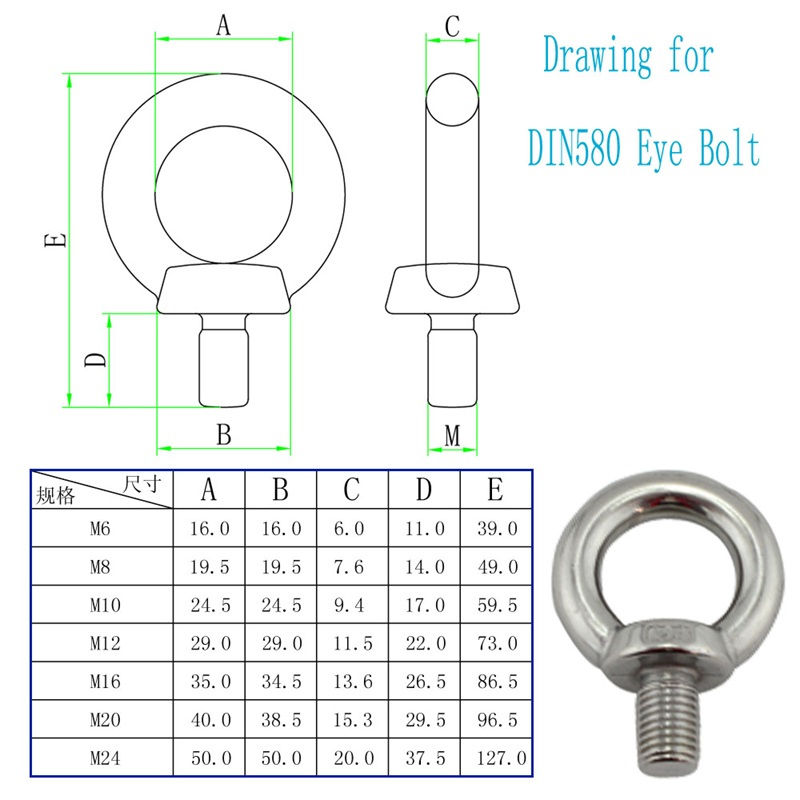 Tipo chino perno de ojo del hardware ISO9001 JIS 1168 del fabricante