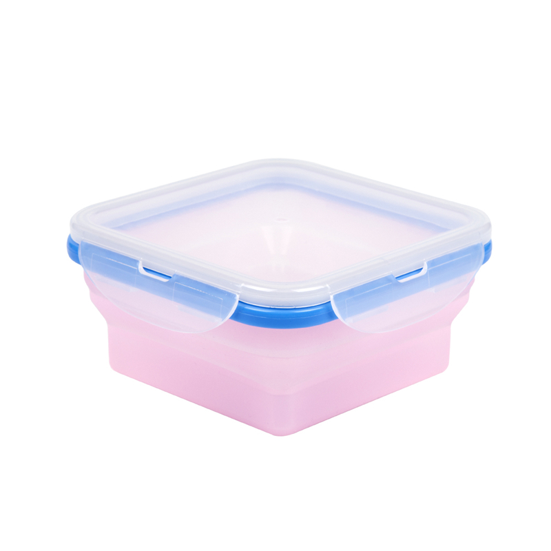 BPA libera la caja de almuerzo plegable del silicón cuadrado respetuoso del medio ambiente del envase de almacenamiento para los niños