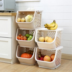 Organizador de canasta de almacenamiento de plástico apilable para cocina