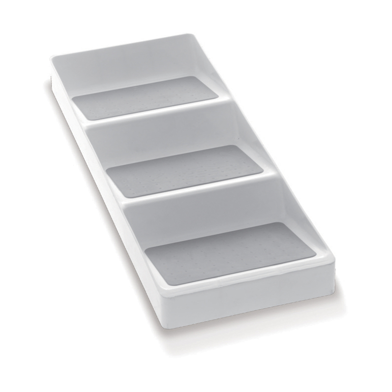 Organizador del gabinete de almacenamiento de la cocina de la despensa de la especia antideslizante de 3 niveles, blanco y gris