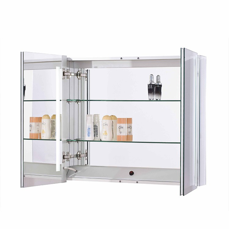 Gabinete de medicina con espejo retroiluminado iluminado LED de lujo para la UE y los EE. UU.-ENE-AC-103