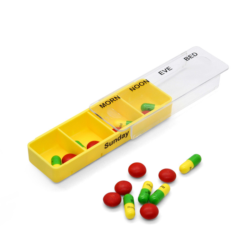 Estuche protector de viaje de plástico 7 días Caja de píldoras 7 compartimientos Caja de vitaminas Estuche para medicamentos